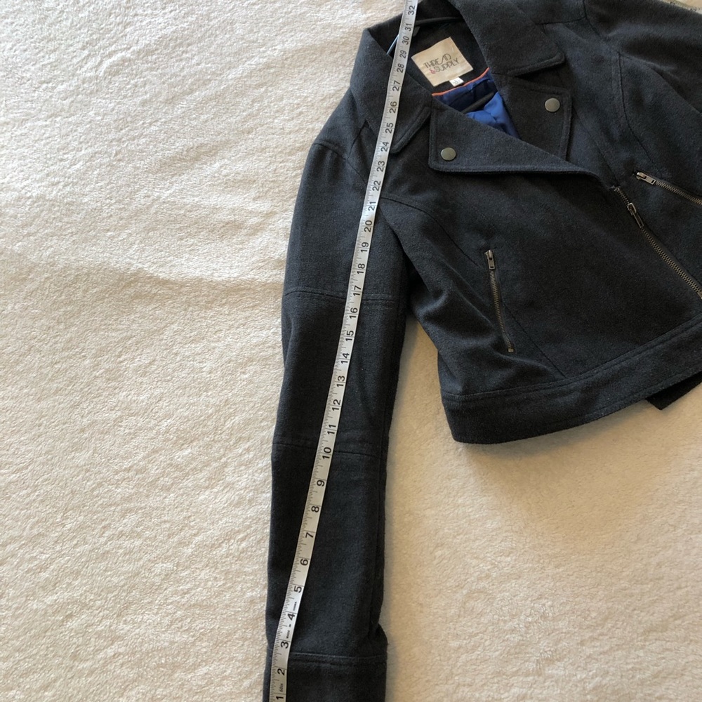 Wool blend Moto-style Cropped asymmetric zip Jacket - Picture 3 of 9